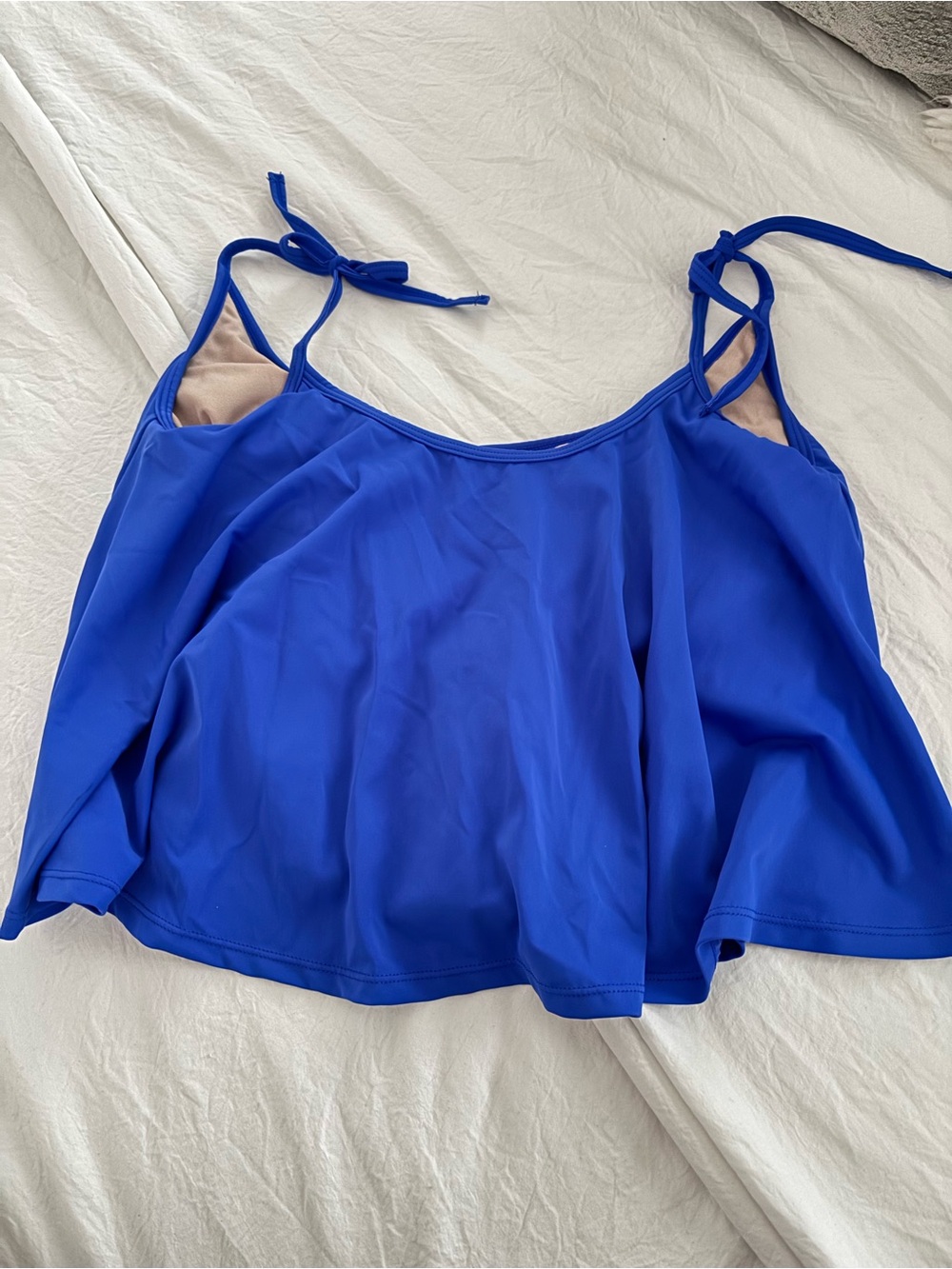 Kortni Jeane Royal Blue Tie-Shoulder Swim Tankini Swing Top Large Excellent Cond